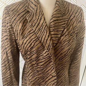 Tan and Black Animal Tiger Print Women's Blazer Jacket